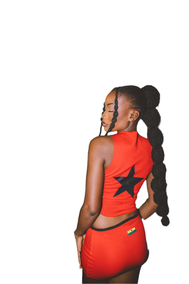 THE RED 'GHANA GIRL' ESSENTIAL (TANK + SKIRT SET)