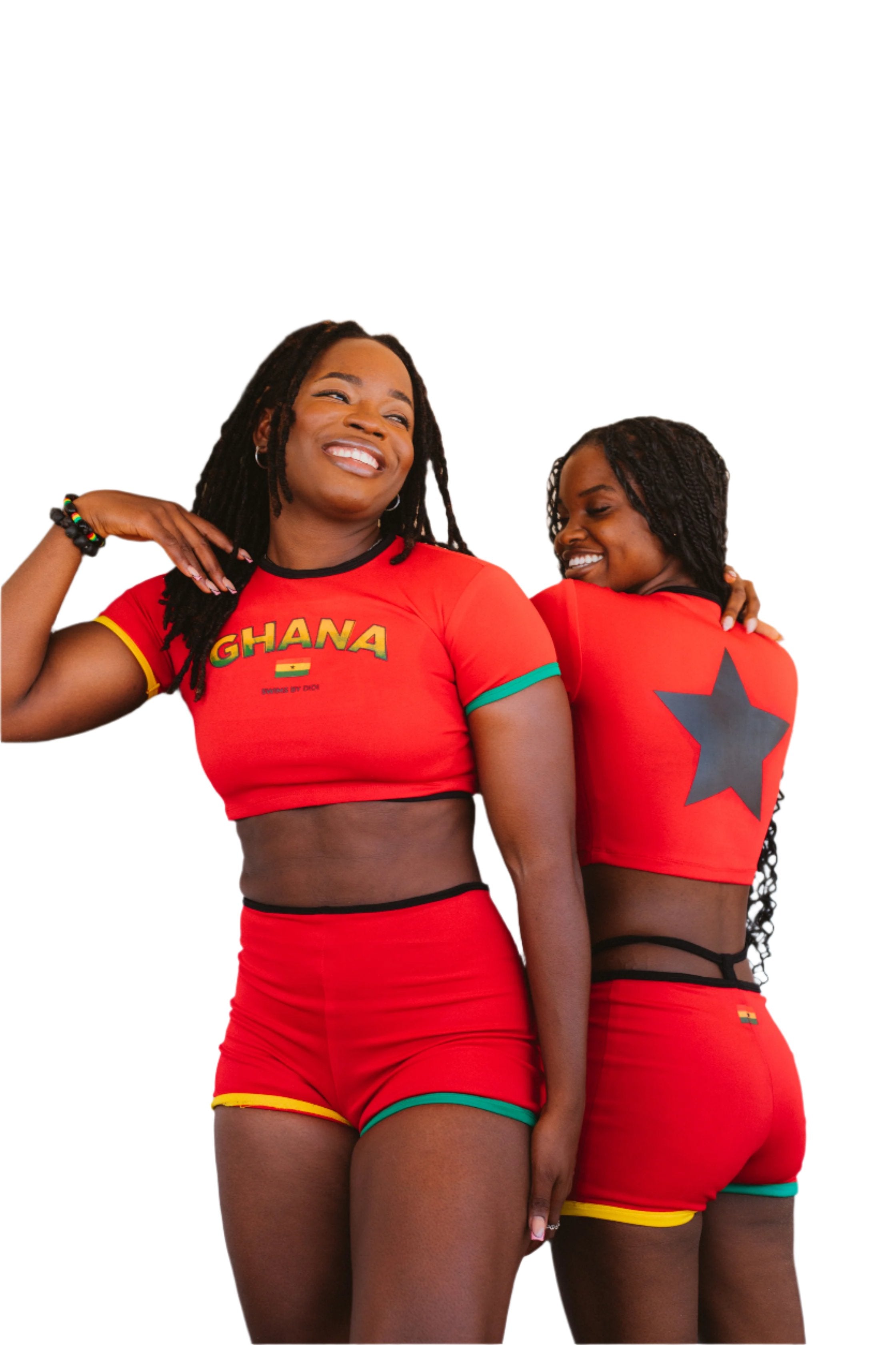 THE RED 'GHANA GIRL' ESSENTIAL (CROP TOP + SHORTS SET)