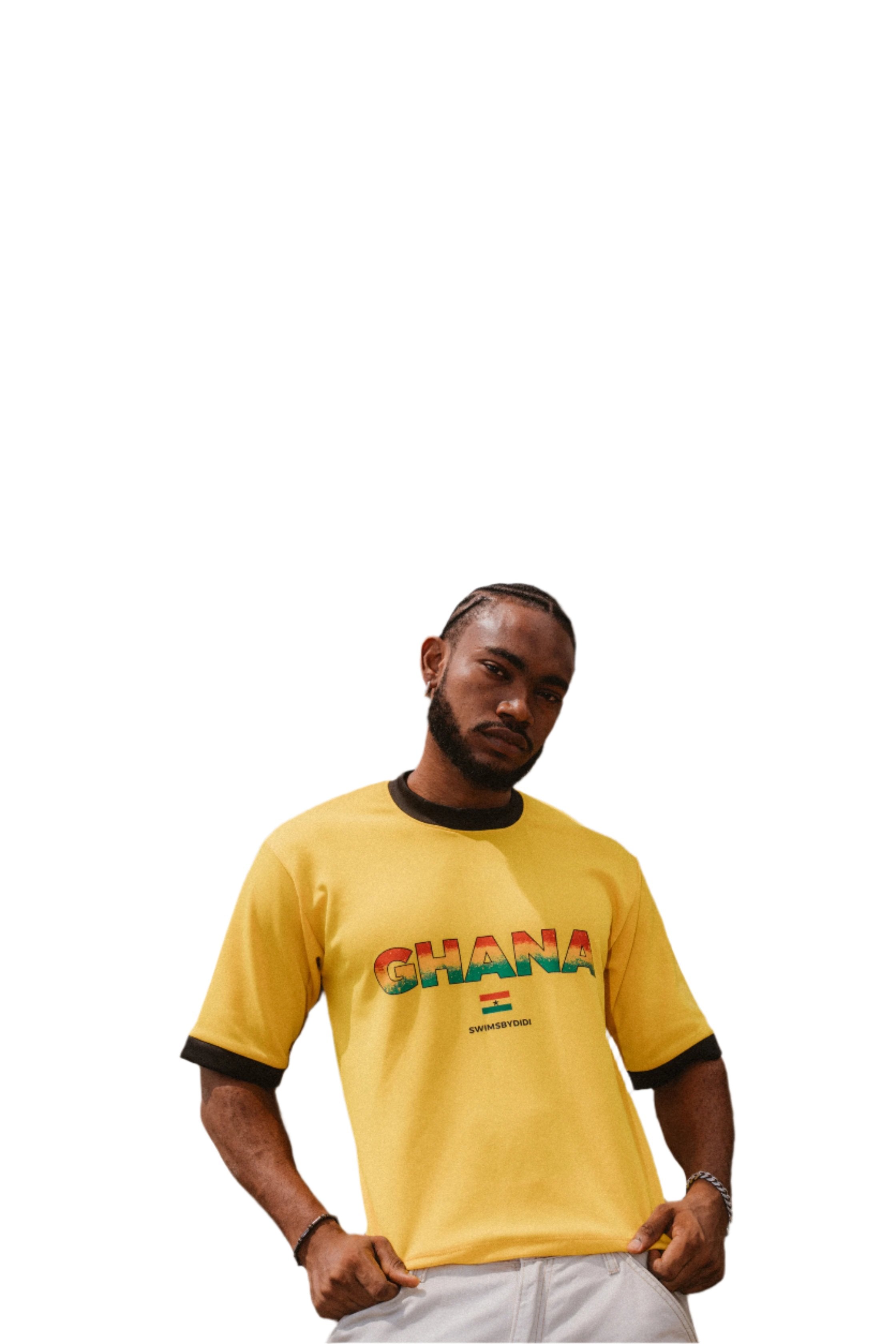 Yellow Ghana Man Oversized Tee – Comfortable, Size-Inclusive T-Shirt Celebrating Ghana